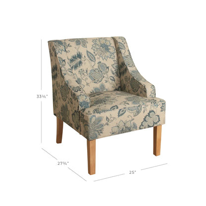HomePop Classic Swoop Accent Chair - Blue and White Damask