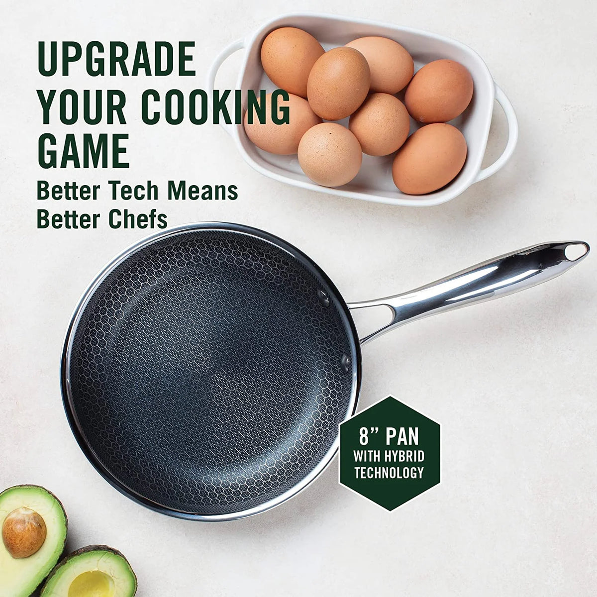 HexClad 8 inch Hybrid Stainless Steel Frying Pan, Nonstick
