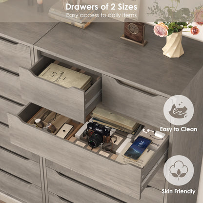 Homfa 7 Drawer White Dresser, 51.3"H Wood Storage Cabinet with Upgraded Stable Base, Vertical Chest for Bedroom Living Room