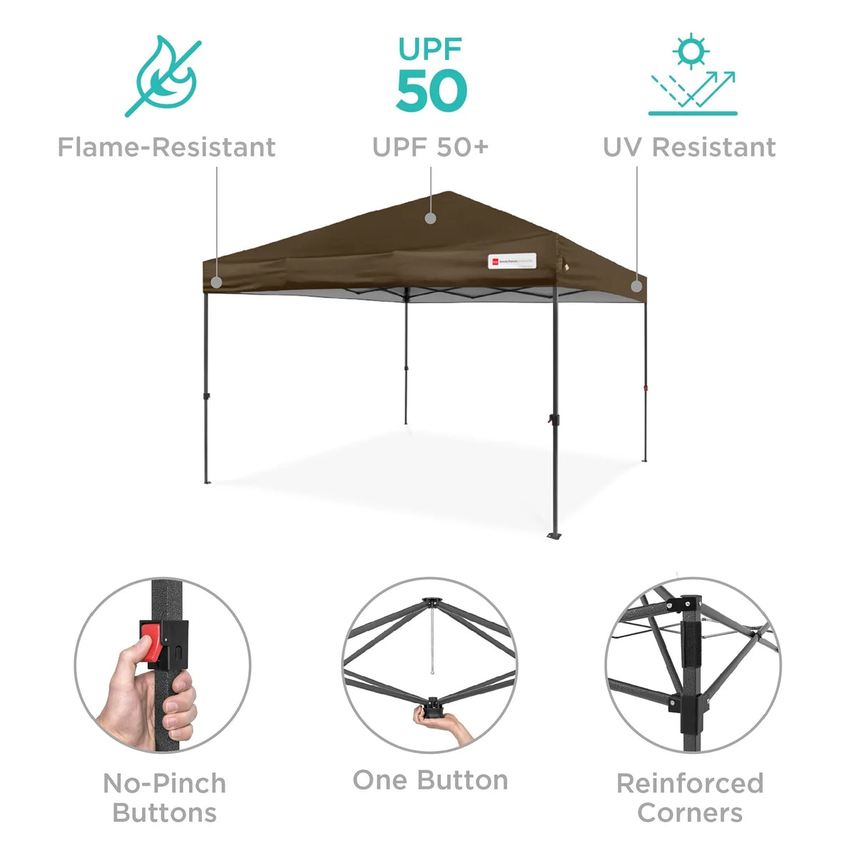 Best Choice Products 12x12ft Easy Setup Pop Up Canopy w/ 1-Button Setup, Wheeled Case, 4 Weight Bags - Navy Blue