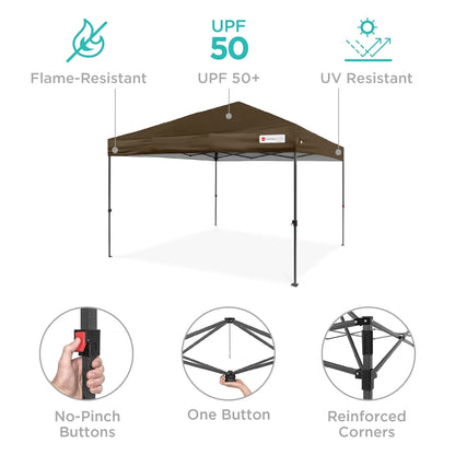 Best Choice Products 12x12ft Easy Setup Pop Up Canopy w/ 1-Button Setup, Wheeled Case, 4 Weight Bags - Navy Blue