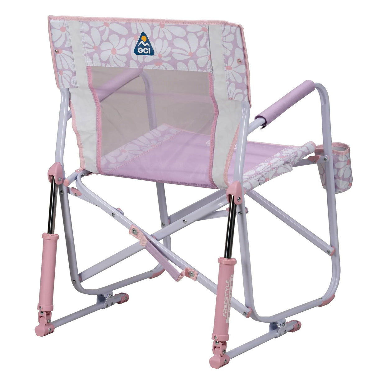 GCI Outdoor Freestyle Rocker Foldable Rocking Camp Chair, Purple Floral