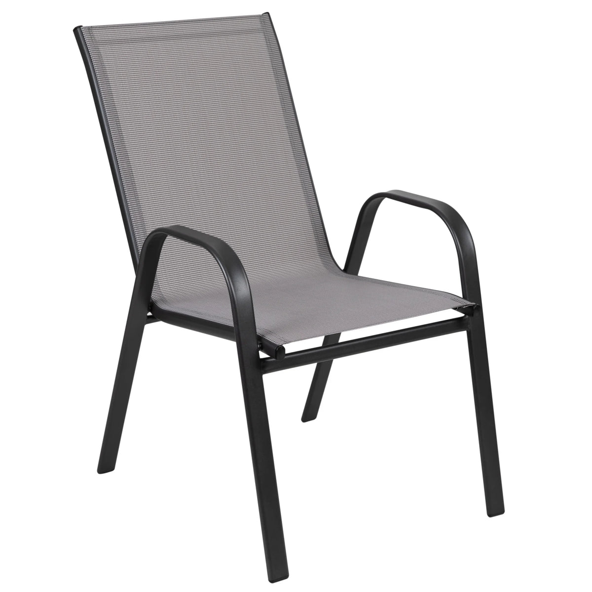 Flash Furniture Flash Furniture Brazos Series Outdoor Stackable Patio Chairs for Adults, Set of 4, Black
