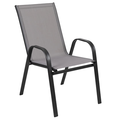 Flash Furniture Flash Furniture Brazos Series Outdoor Stackable Patio Chairs for Adults, Set of 4, Black