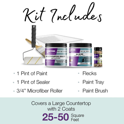 Beyond Paint Countertop Makeover Kit with Paint, Sealer, Flecks and Tools for Countertops, Bright White