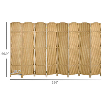 HOMCOM 4 Panel Room Divider Freestanding Folding Privacy Screen Nature Wood