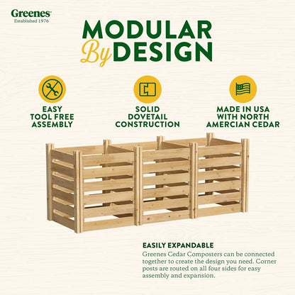 Greenes Fence Cedar Wood Composter 24" x 24" x 31", 77.3 gal.