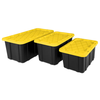 Sterilite 17 Gal Industrial Stackable Storage Tote Lidded Container, 6 Pack