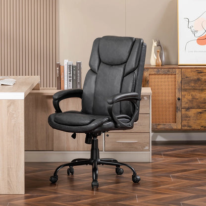 Mainstays Executive Ergonomic High Back Leather Home Office Desk Chair, Black