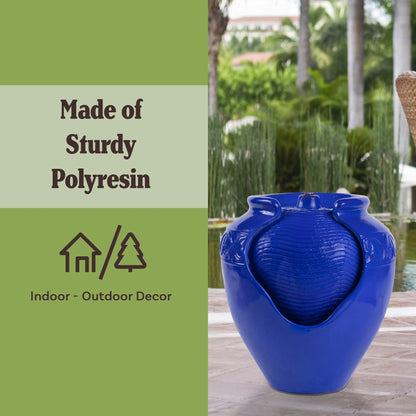 Pure Garden Jar Water Fountain �?Indoor or Outdoor Water Feature with Electric Pump and LED Lights by Pure Garden (Cobalt Blue)