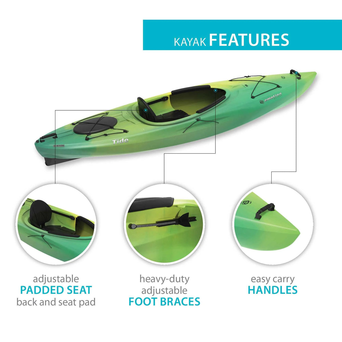 Lifetime Tide 123 inch Sit-Inside Kayak, Lemongrass Fusion (90848)