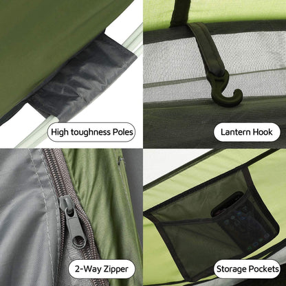 4 Person Easy Pop Up Tent,9.5��X6.6��X52'',Waterproof, Automatic Setup,2 Doors-Instant Family Tents for Camping, Hiking & Traveling