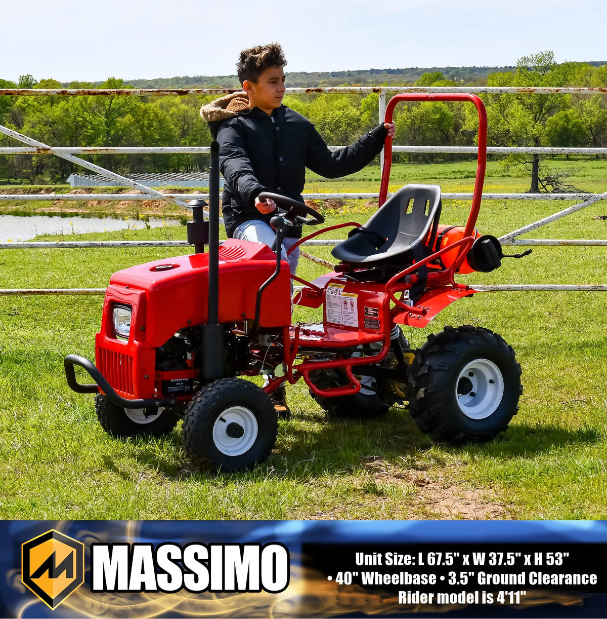Massimo Mini Tractor 110cc 2WD Gas Go Kart �C Kids & Youth Ride-On Utility Vehicle �C Green