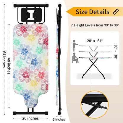 KDJ HOME Slieton Extra Large Ironing Board with Hang Rail, 20-Inch Wide