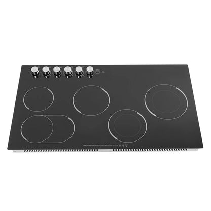 110V Modern Black Electric Cooktop Electric Stovetop 5 Burners Electric Cooktop for Homes, Restaurants