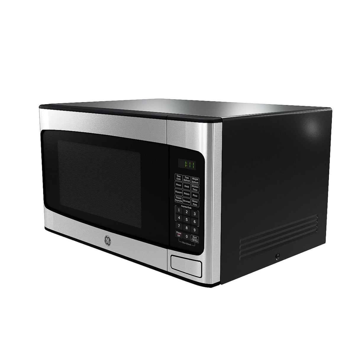 GE 1.1 Cu Ft Countertop Microwave Oven, 950W, Stainless Steel, One-Touch Cooking, Turntable, Auto Defrost, Child Lock, Model GCST11N1WSS