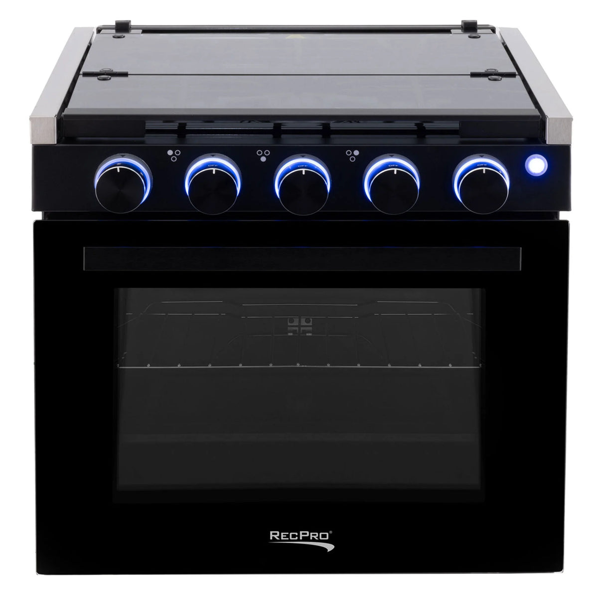 RecPro 21 Inch 3 Burner Propane RV Stove Gas Range without Hood, Black