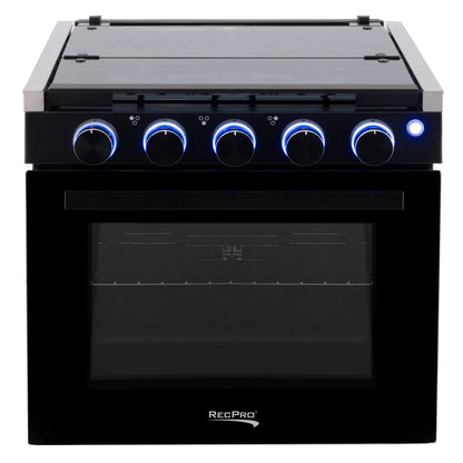 RecPro 21 Inch 3 Burner Propane RV Stove Gas Range without Hood, Black