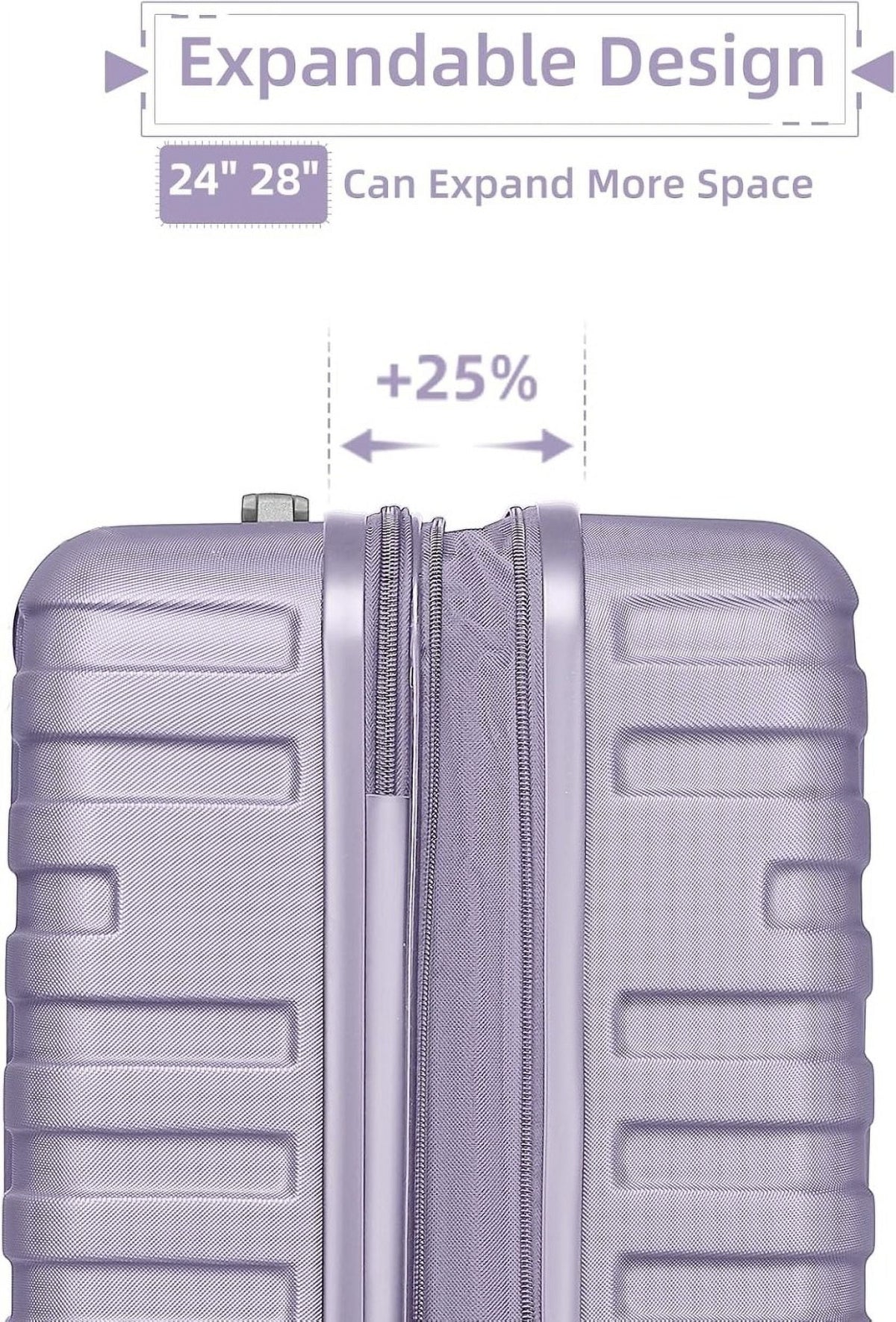 6-Piece Hardshell Luggage Set with Expandable Spinner Suitcases & TSA Lock, 25% Extra Capacity, Duffel Bag & Toiletry Kit, Cream ABS Suitcases