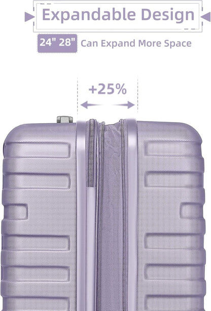 6-Piece Hardshell Luggage Set with Expandable Spinner Suitcases & TSA Lock, 25% Extra Capacity, Duffel Bag & Toiletry Kit, Cream ABS Suitcases