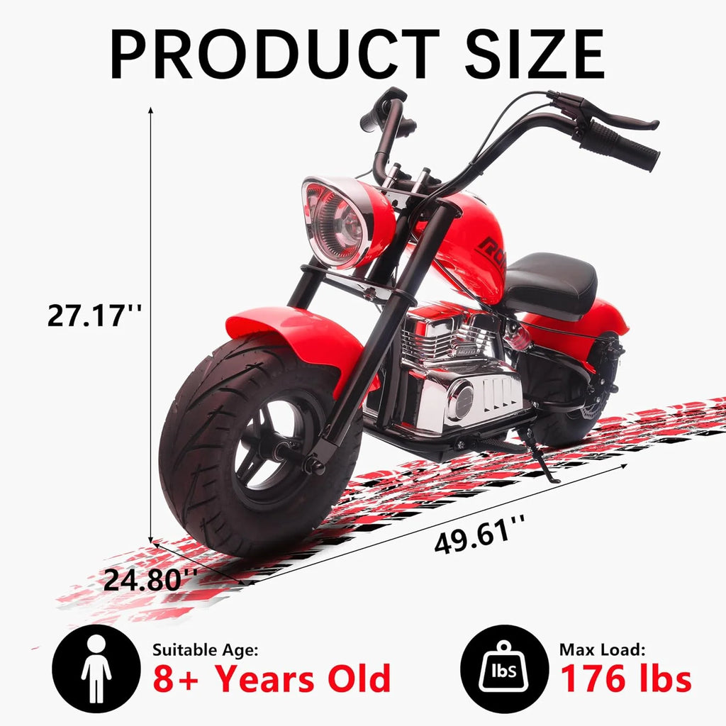 DEYGIA 24V 250W Kids Electric Dirt Bike, 12.5 MPH & 10-Mile Range, 176lb Capacity, Dual Suspension + Disc Brake, Twist Throttle - Electric Motorbike for Ages 8-14