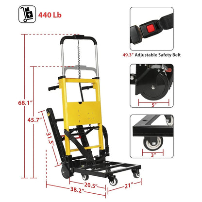 Rocita Electric Stair Climbing Truck, 441lb Load Heavy Duty Folding Stair Climber Dolly Moving Cart with 6 Wheels, Hand Truck Motor Battery Powered Truck