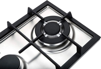 K&H SIGNATURE SERIES 2 Burner 12 Inch LPG/Propane Gas Stove Top Stainless Steel Surface Cast Iron Cooktop UL/ETL Certified 2-SSW-LPG