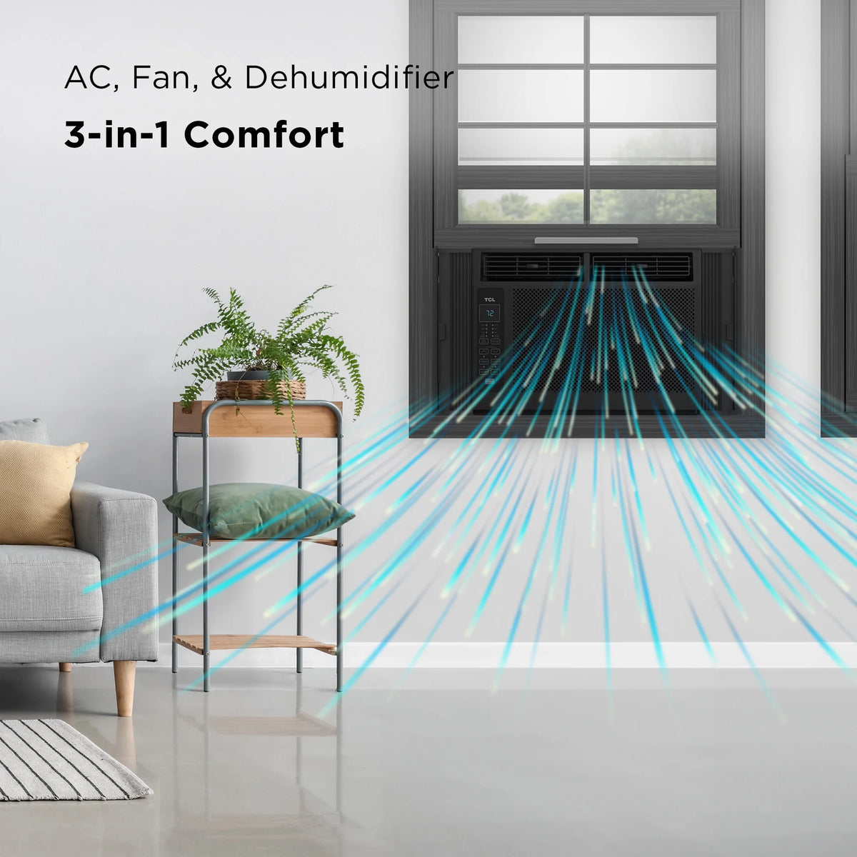 TCL 6,000 BTU Window Air Conditioner, 250 sq. ft., LED Display, Included Remote,  White, W6W32