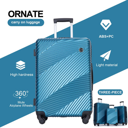 Tripcomp Luggage 3 Piece Set,Suitcase with Spinner Wheels Hardside Lightweight Luggage 20in24in28in.(Blue)