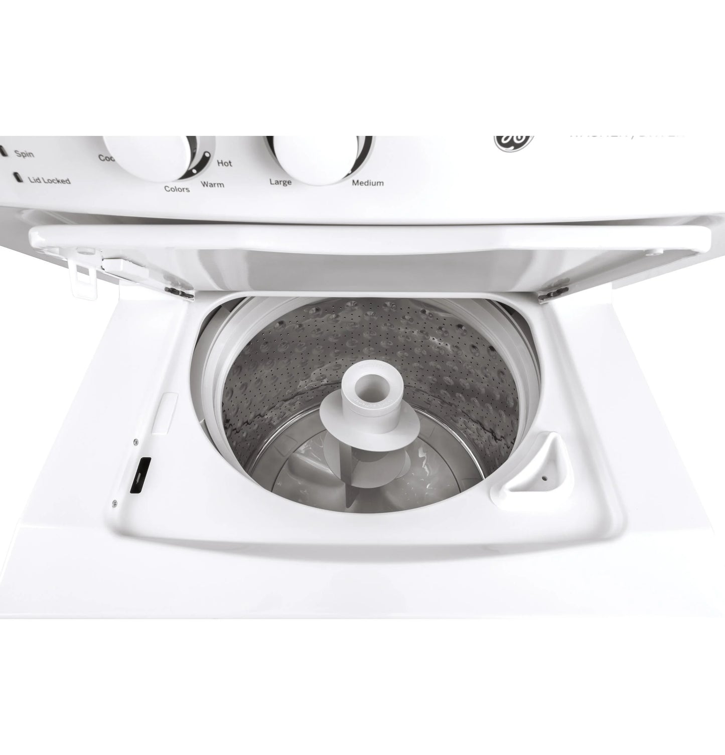 GE Unitized Spacemaker 3.8 DOE cu. ft. Stainless Steel Washer and 5.9 cu. ft. Gas Dryer
