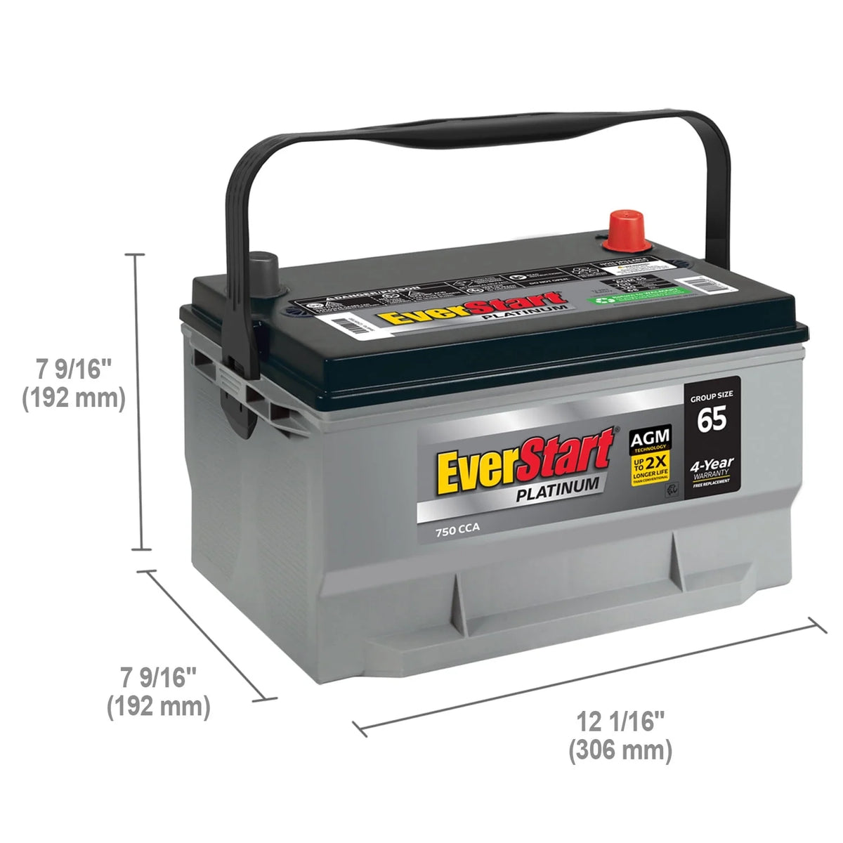 EverStart Platinum AGM Battery, Group Size 65