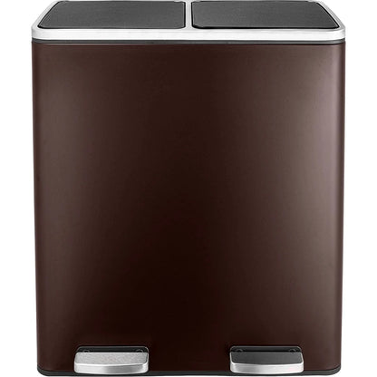 Arlopu 60 L/16 gal Dual Trash Can, Stainless Steel Garbage Can for Kitchen, Recycle Bin with Lid