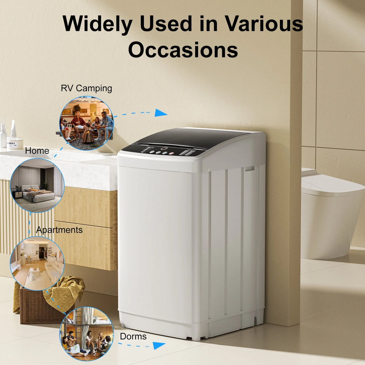 TABU Portable Washer and Dryer Set, 19LBS Portable Washing Machine & 13LBS Compact Dryer (White)
