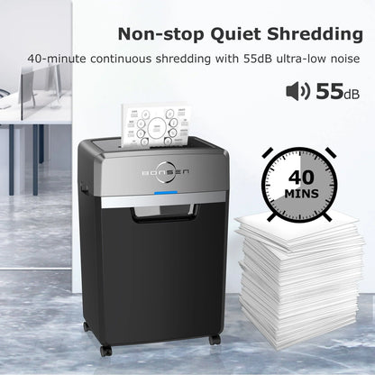 Bonsen 24 Sheet Heavy Duty Cross Cut Shredder for Office | Commercial Shredder with 9 Gallons Bin
