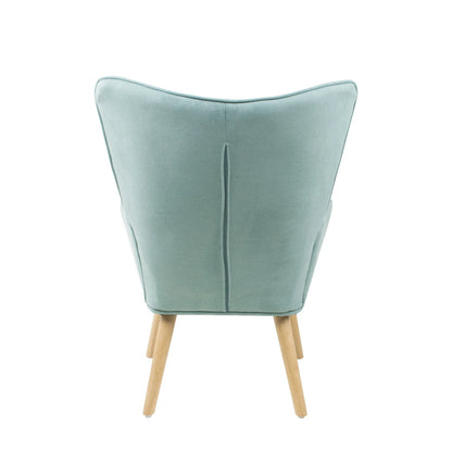 Modern Accent Chair with Solid Wood Legs and High Wing Backrest, Side Chair Set with Ottoman, Comfy Side Armchair for Living Room, Reading Room, Bedroom, Colorful Patchwork
