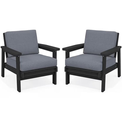 JUSTLET Patio Furniture Sets,2 Pieces Outdoor Chairs With Gray Cushions, Black