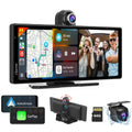 Carpuride Wireless Carplay Android Auto with 4K Front Dash Cam  1080P Rear Cam,10.26" HD IPS Touch