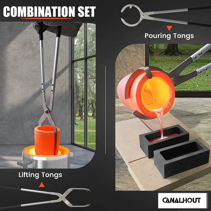 7KG Propane Melting Furnace Kit with Two Tongs and Crucible, All New Kiln Metal Foundry Furnace Smelting Gold Silver Copper Aluminum, Metal Recycle Home Smelting Casting Tool