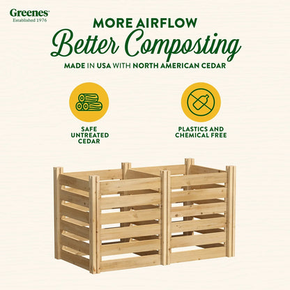 Greenes Fence Cedar Wood Composter 24" x 24" x 31", 77.3 gal.