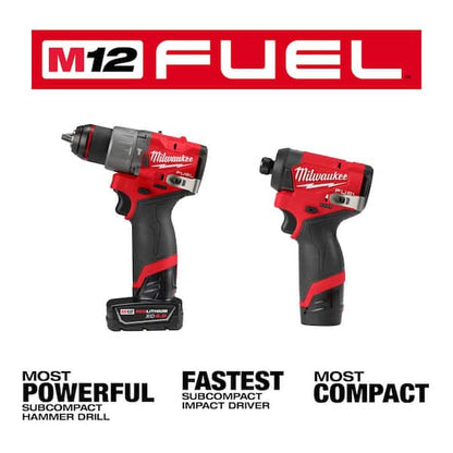 M12 FUEL 12V Lithium-Ion Brushless Cordless Hammer Drill/Impact Driver Combo Kit 2-Tool w/High Output 5.0Ah Battery