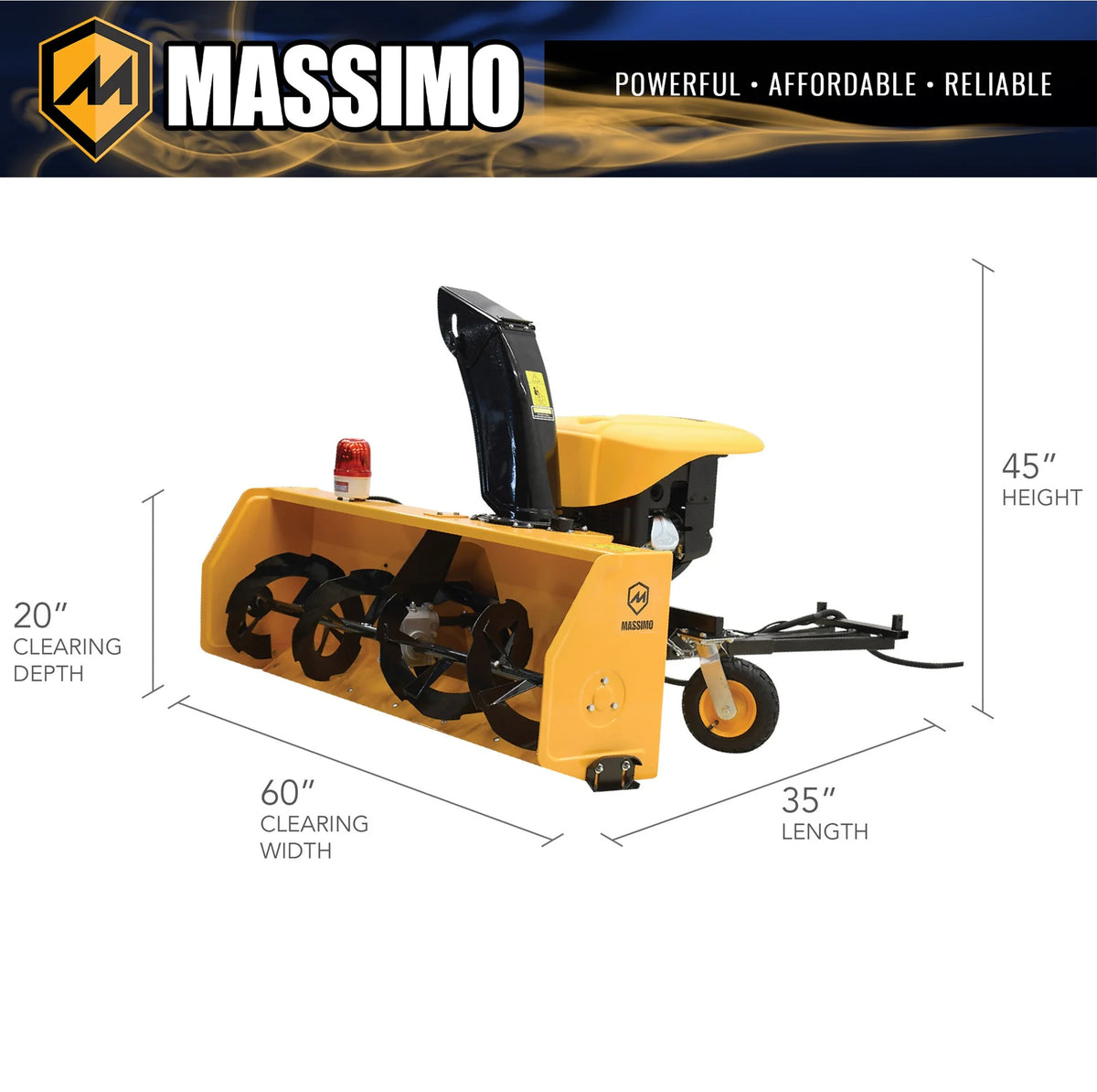 Massimo 60" Snow Blower 2-Stage �C 13HP 420cc Gas Powered UTV/ATV Attachment for Heavy Duty Snow Removal