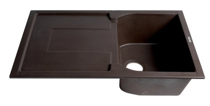 ALFI brand AB1620DI-BLA Black 34" Single Bowl Granite Composite Kitchen Sink with Drainboard