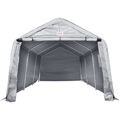 10x15x8ft Heavy Duty Portable Garage Tent Canopy Carport with Roll-up Zipper Door & Ventilated Windows for Car, Motorcycle, Bike, Outdoor Storage