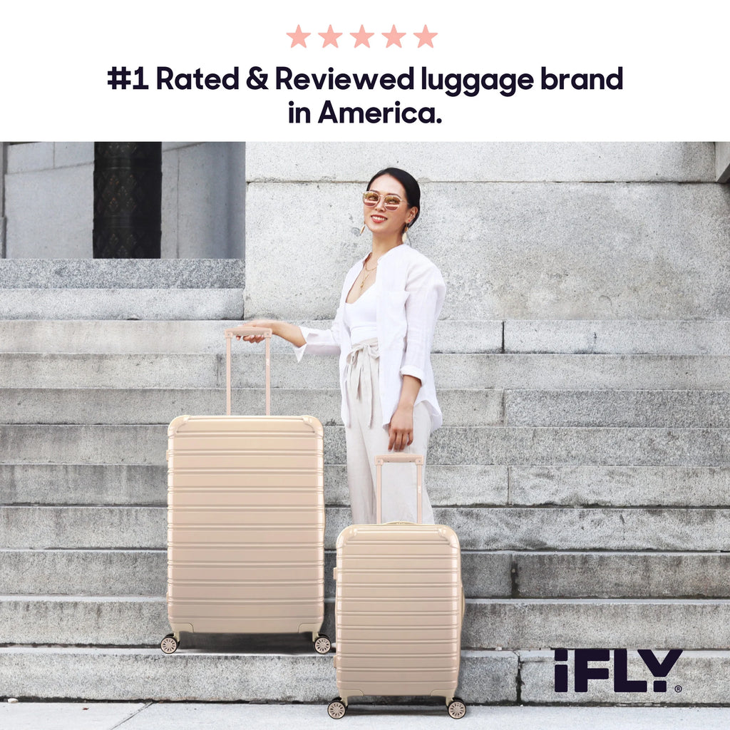 iFLY Hardside Fibertech 3.0 2 Piece Set, 20" Carry-on and 28" Checked Luggage, Gadget Gray