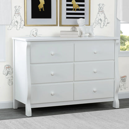 Delta Children Universal 6 Drawer Dresser with Interlocking Drawers - Greenguard Gold Certified, Grey