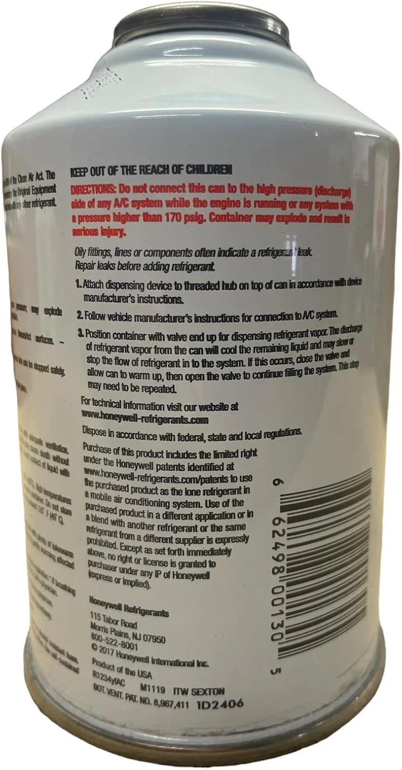 Honeywell R1234yf Solstice HFO Refrigerant MVAC 4 Cans HD Brass Can Tap Gauge Top Off Kit
