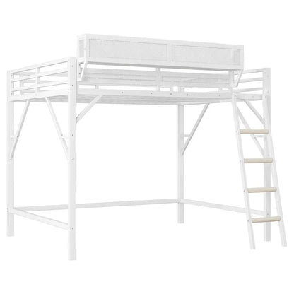 Duxelifin Queen Size Metal Loft Bed Frame, Heavy Duty Steel High Loft Bed with Storage Shelves & Ladder, Space-Saving Loft Bed for Apartments, Adults, Teens & Juniors (Black)