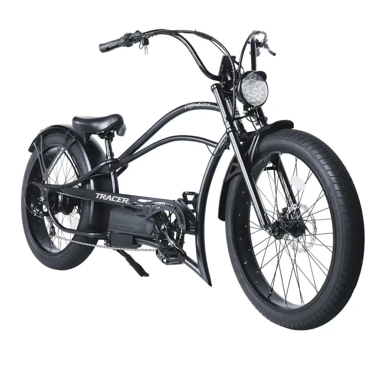 Tracer Legend GT7 Cruiser Chopper E-bike, 1000W Motor, 7 Speed, Disc Brake, for Men, Matte Black