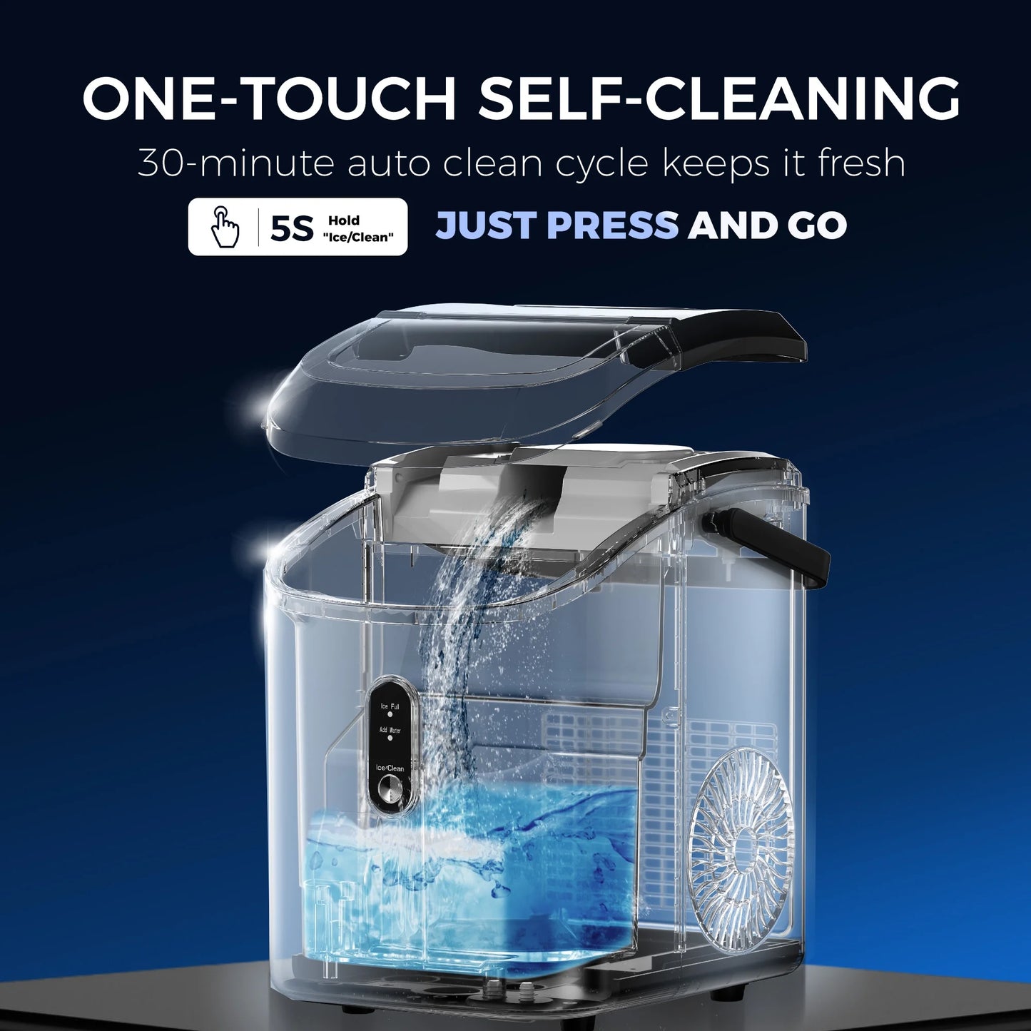 Simzlife Nugget Ice Maker Countertop, 34.9lbs per Day Chewable Pebble Nugget Ice Machine with Touch Screen for Home, Kitchen, Office, Stainless Steel, Black