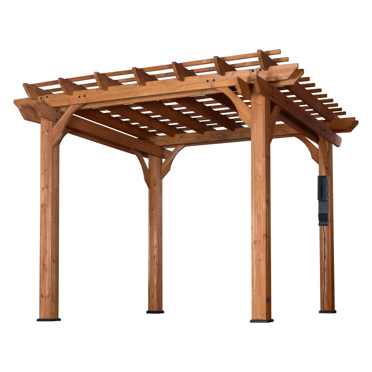 Backyard Discovery Beaumont 10'x10' Cedar Wood Patio Pergola Kit, Trellis Roof, PowerPort